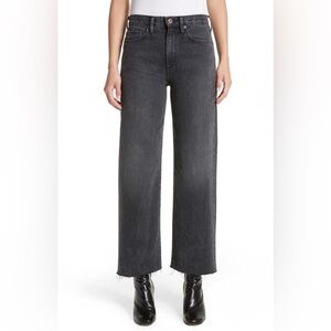 Simon Miller Tilson Crop Frayed Wide Leg Jeans in Blackwash High waist Size 30